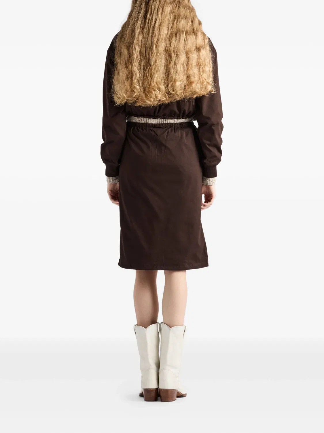 Юбка из хлопкового джерси, коричневая Prada, коричневый — фото 2