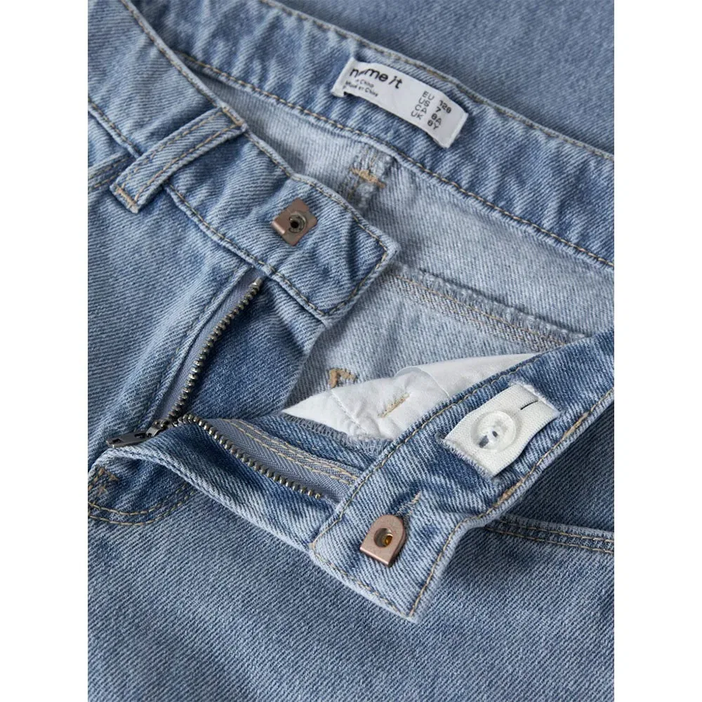 Детские джинсы для девочек с вышивкой Stitch Wide Name it, Blue — фото 3