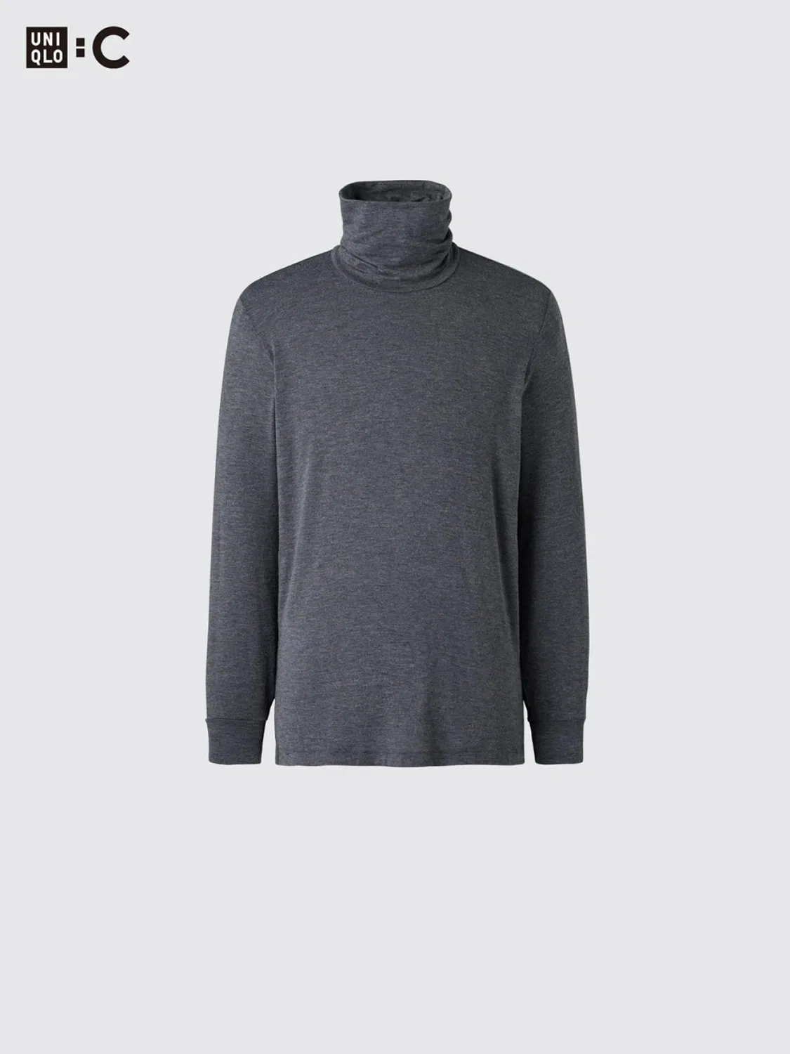 Футболка HEATTECH EXTRA WARM с высоким воротом и длинным рукавом 9% кашемира Uniqlo, серо-голубой