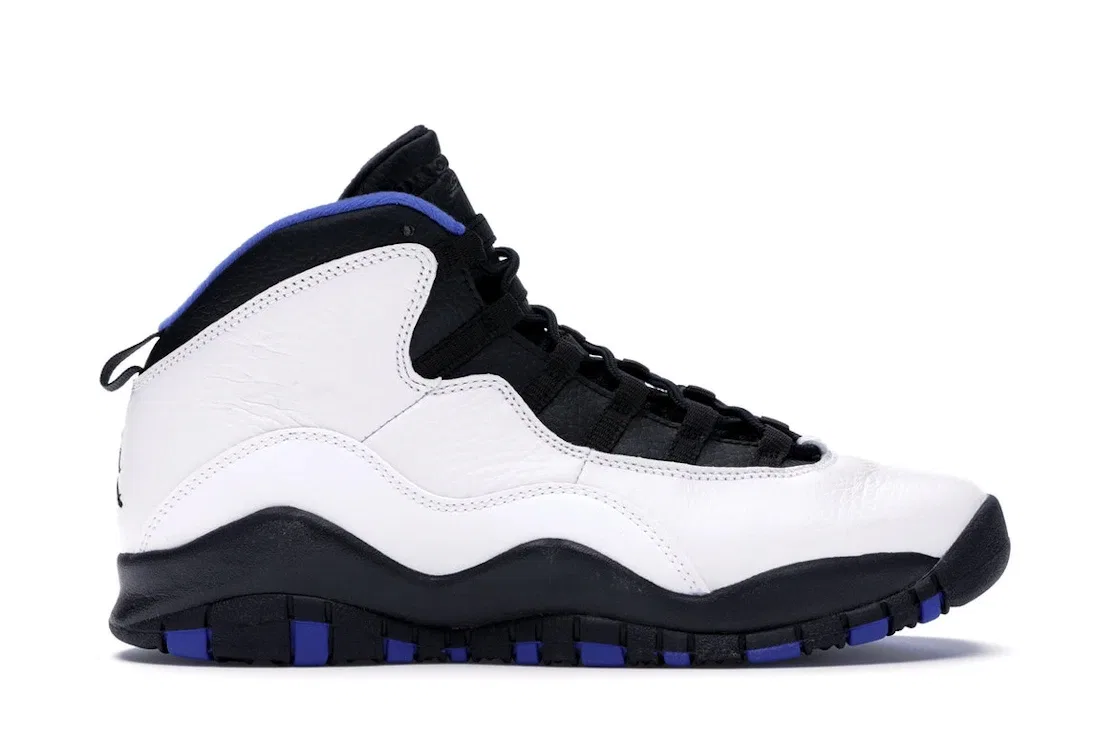 Детские кроссовки с принтом Jordan 10 Retro Orlando Jordan, White/Black-Royal-Metallic Silver