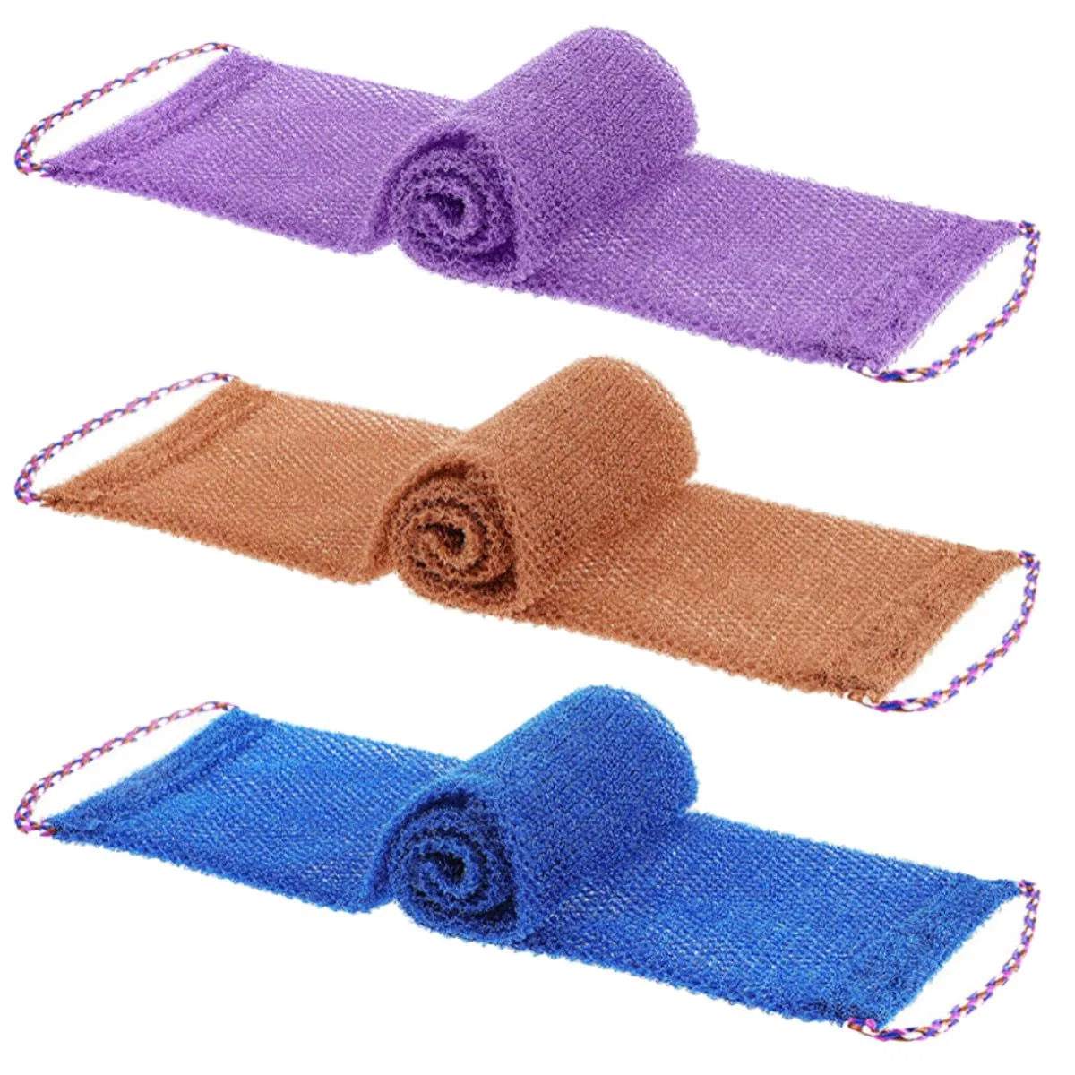 Эксфолирующие мочалки для душа, 3 шт, SOLUSTRE, Nylon, 12.5x12.5x12 см