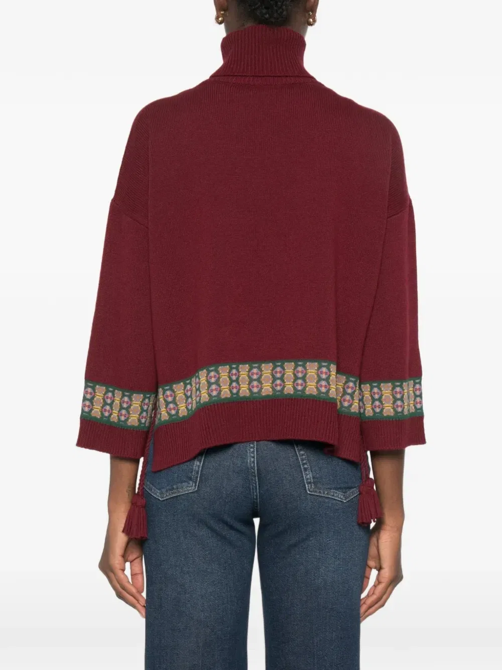 Свитер с геометрическим узором и кисточками Etro, красный — фото 4