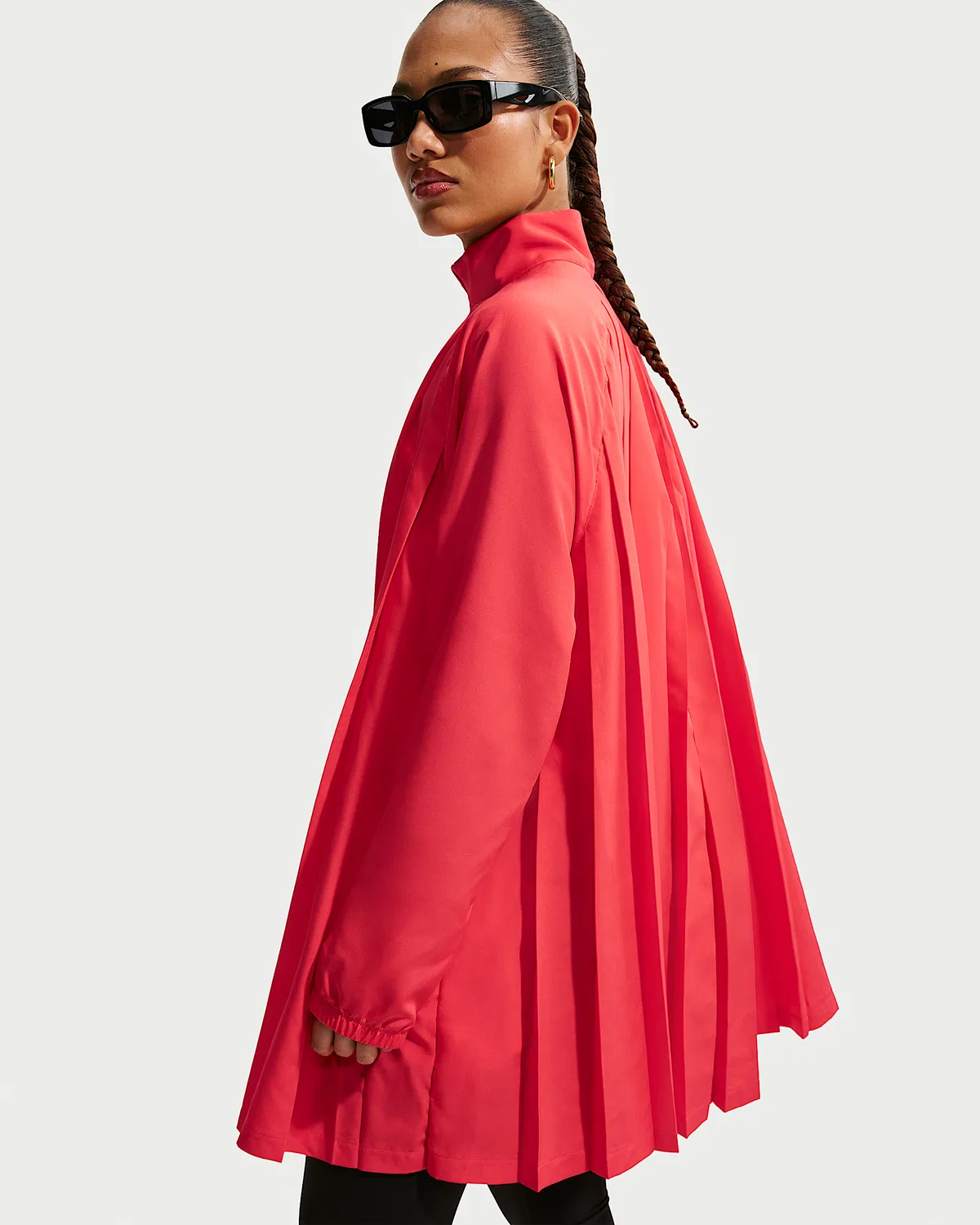 Женское свободное платье мини Nike Sportswear с длинным рукавом и складками, Light Crimson/Light Crimson — фото 4