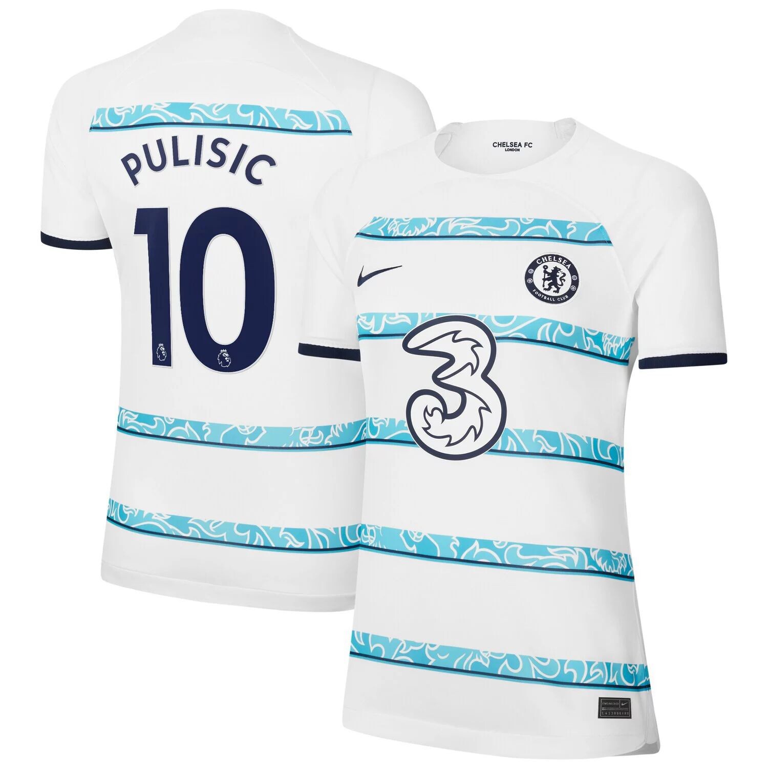 

Женская футболка Nike Christian Pulisic White Chelsea 2022/23 выездная реплика стадиона Breathe Stadium Replica Player Nike