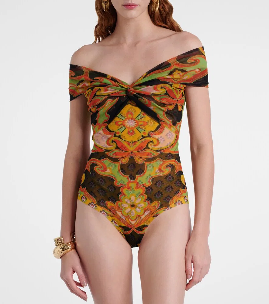 Боди с принтом и открытыми плечами Etro, мультиколор — фото 3