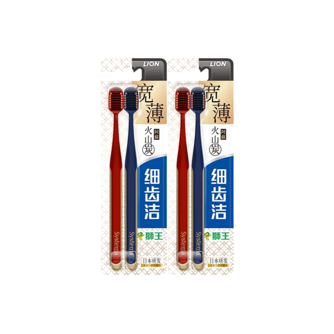 

Тонкая зубная щетка King Fine Tooth Wide с вулканическим углем, набор 2 шт LION