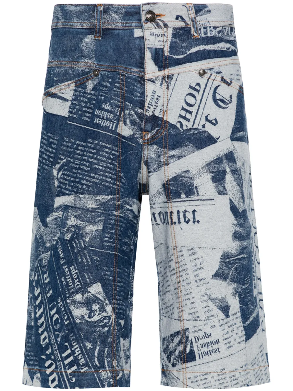 

Джинсовые шорты с газетным принтом Versace Jeans Couture, синий
