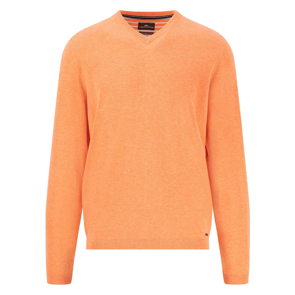 

Свитер Fynch Hatton Air Cotton v neck, оранжевый