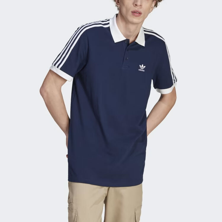 Рубашка поло мужская темно-синяя Adidas Originals, темно-синий — фото 2
