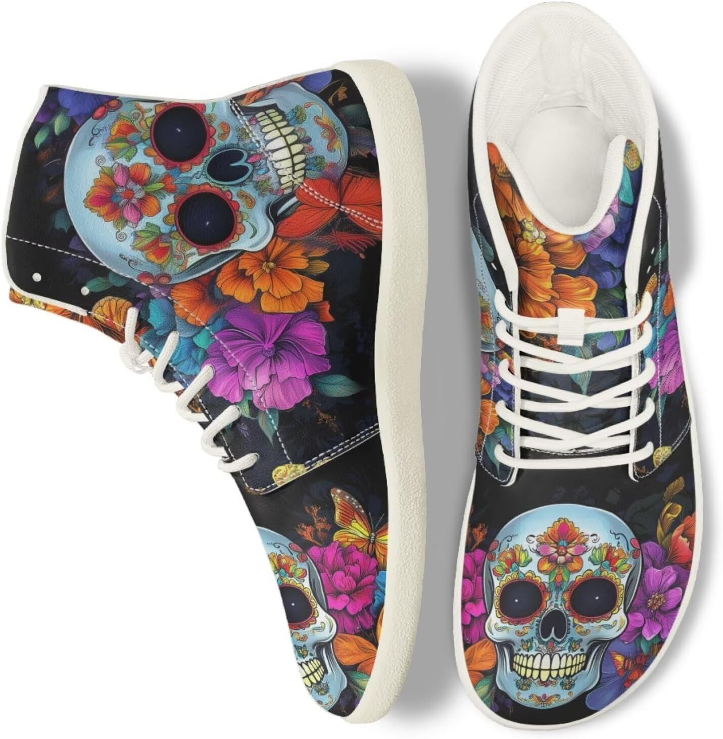 

Кроссовки Skull Barefoot для женщин и мужчин с нулевым перепадом, для трейл-раннинга, широким носком и минималистичным дизайном Getelinseng, Skull Butterfly Floral Printed