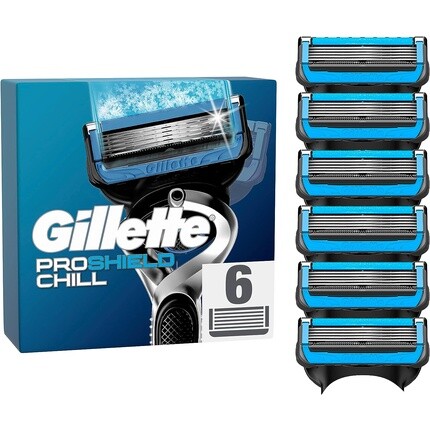 Лезвия для бритвы Proshield Chill, 6 сменных лезвий для мужских бритв для влажной уборки, с 5 лезвиями, Gillette