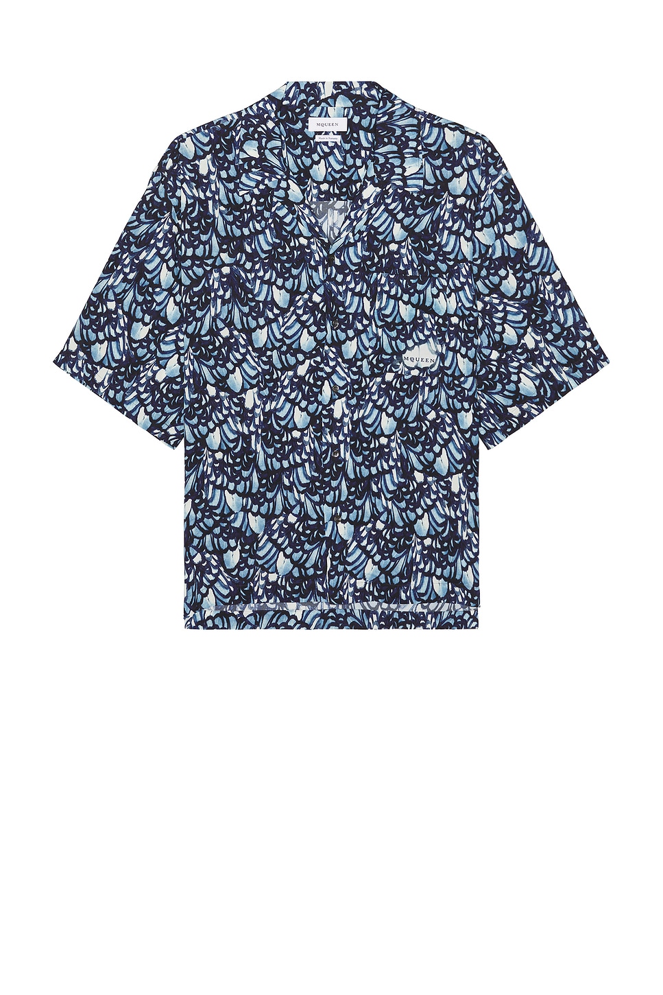 

Гавайская рубашка с перьевым принтом в стиле Boxy Mcqueen, Blue