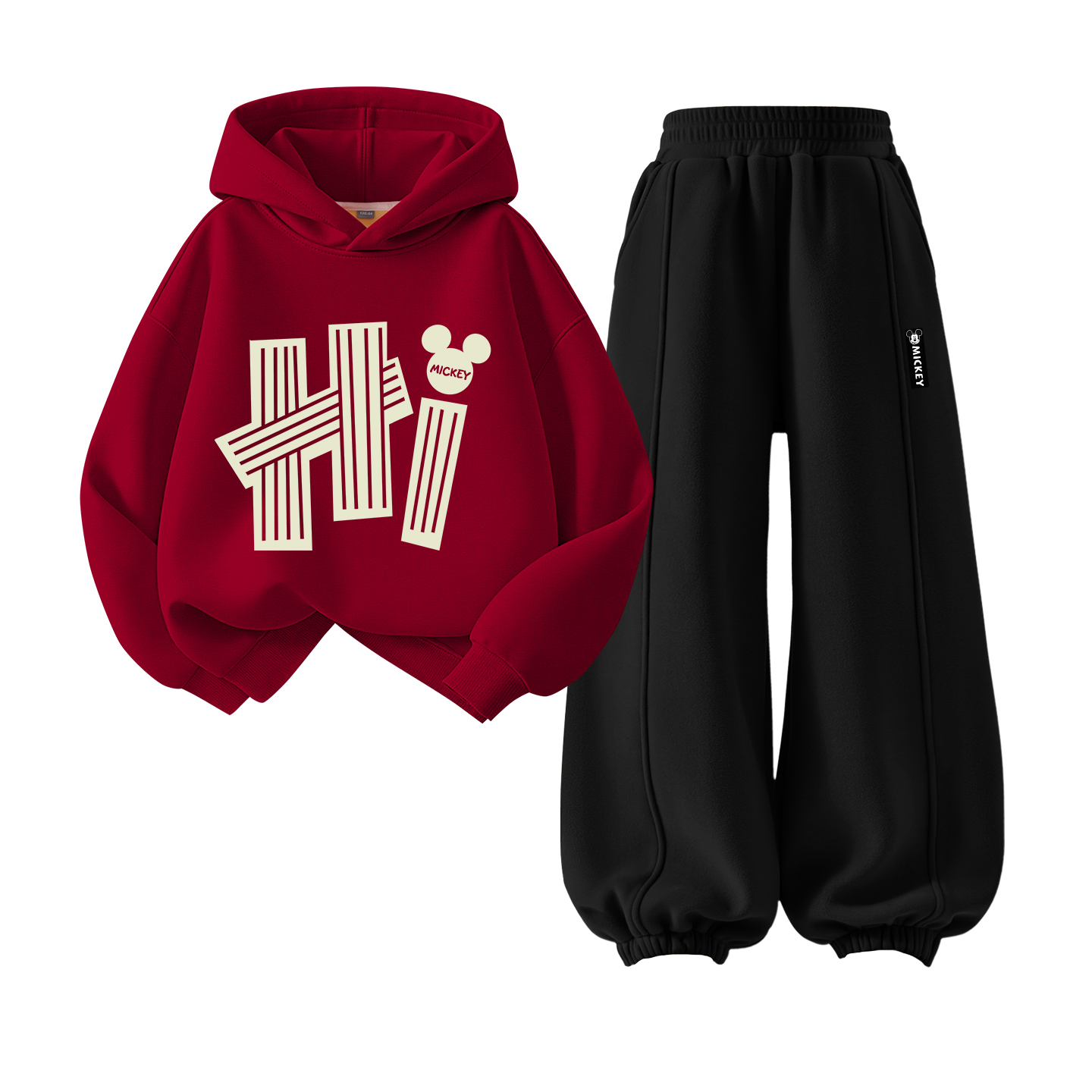 Детский спортивный комплект Casual Sportswear 2 Piece Set Disney, [Thickened and Fleece-Lined]Dihalo Burgundy+Dihalo Long Hook-and-Loop K Deep Autumn Yellow — фото 3