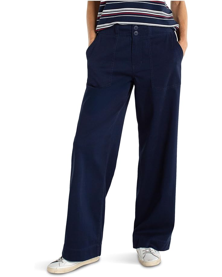 

Женские брюки Liverpool Los Angeles Soft Touch Twill Mid-Rise Utility Patch Pocket Wide Leg 31" Inseam, Deep Midnight