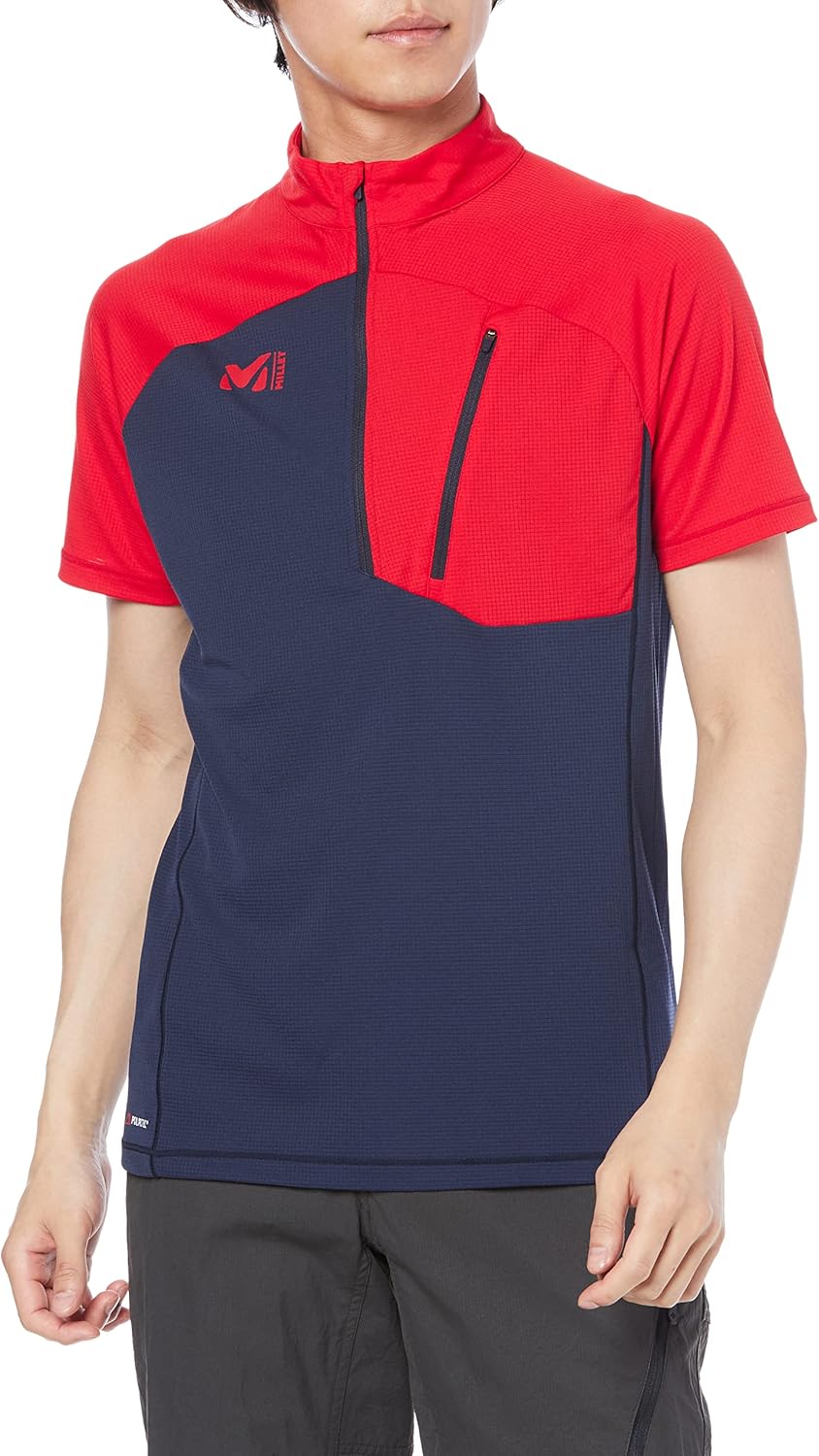 

Мужская футболка Millet Cut and Sew Morpho с коротким рукавом и застежкой-молнией, красный