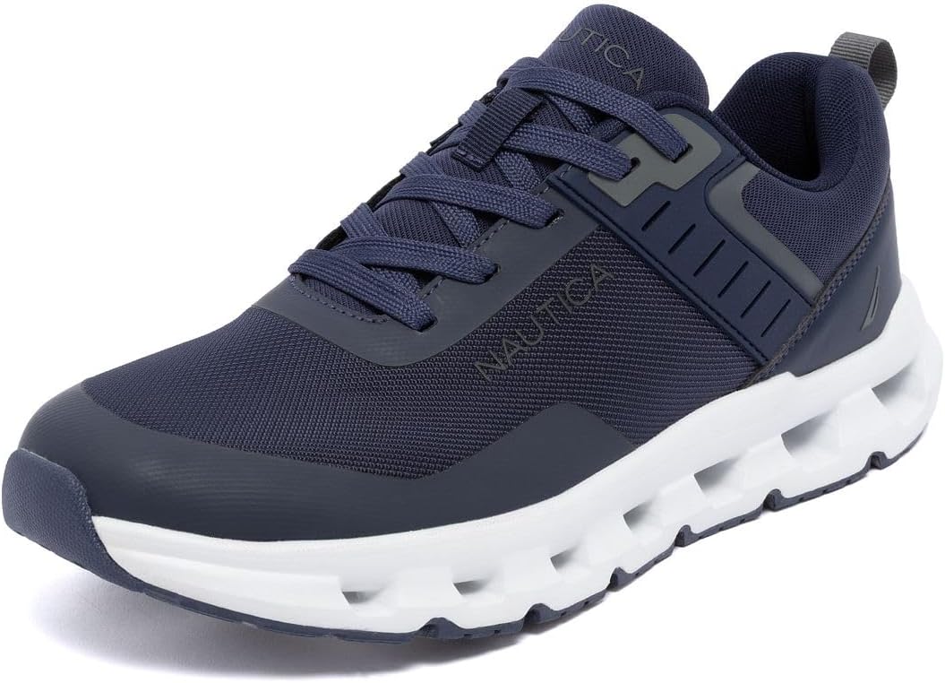 

Мужские кроссовки Nautica для бега, спортивные, модные, с шнуровкой, мягкие для тренировок, тенниса - с амортизацией, дышащие, легкие и удобные, Navy Charcoal-bolang