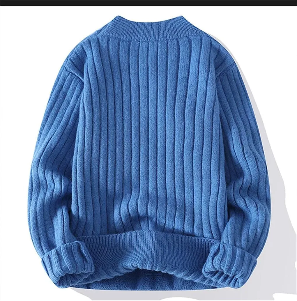 Мужской свитер Vintage O-Neck в полоску с длинными рукавами — фото 2