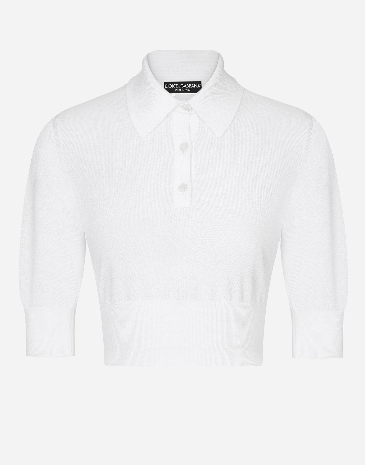 

Укороченная поло-рубашка из хлопка и шелка Dolce & Gabbana, белый