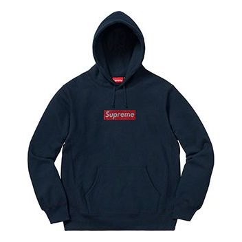 

Толстовка ss19 x swarovski box logo hooded sweatshirt bogo Supreme, синий