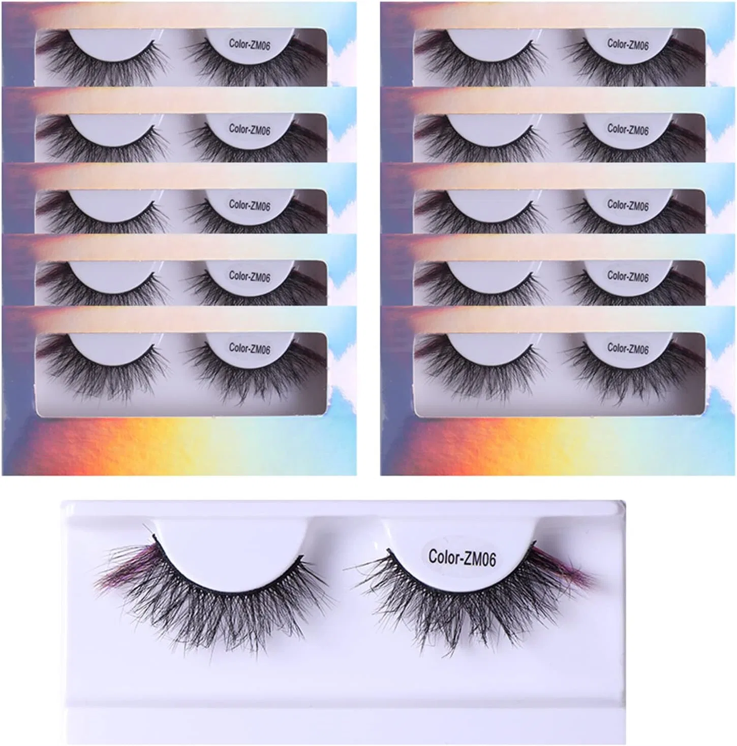 Ресницы накладные цветные TIYETA 11 пар 6D Curl Color 6
