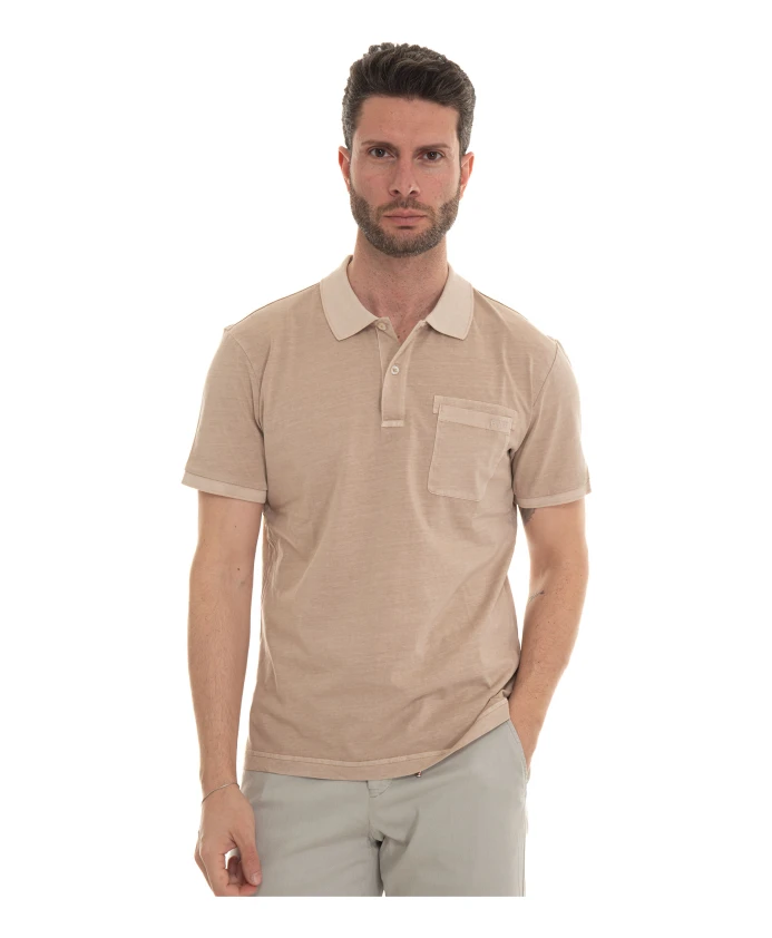 

Поло-Рубашка с эффектом потертости и карманом. Fay, бежевый