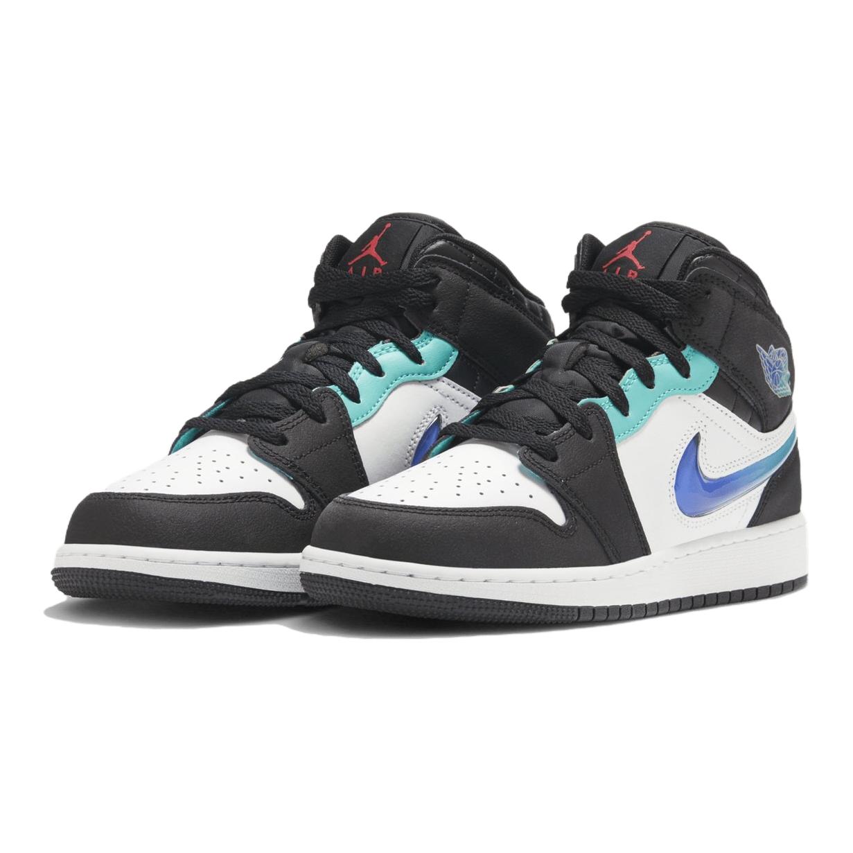 Детские баскетбольные кроссовки Air 1 Mid-Top с противоскользящей и износостойкой подошвой черно-белые Jordan Kids — фото 4