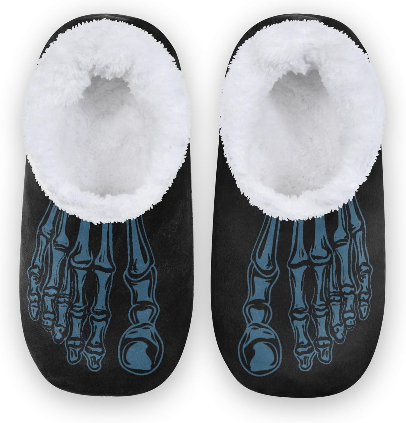 

Домашние зимние тапочки DOMIKING с рисунком скелета, пушистой нескользящей мягкой подошвой, уютные домашние тапочки для мужчин и женщин. Подходят как мужчинам, так и женщинам, голубой