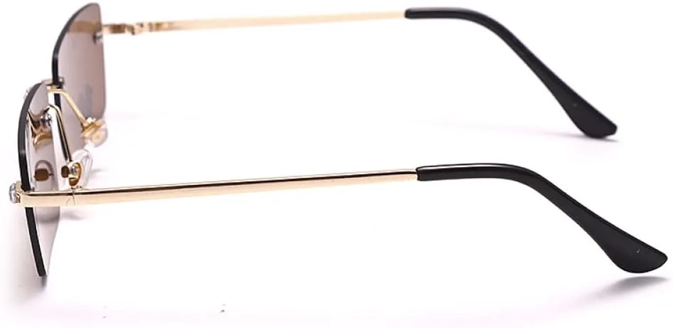 

Женские солнцезащитные очки без оправы, прямоугольные, в стиле стимпанк, с кристаллами, винтажные, со стразами, защита от ультрафиолета UV400 generic, D5