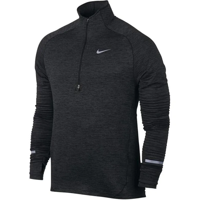 Nike Футболка мужская черная серая с воротником стойкой умеренно прямого кроя