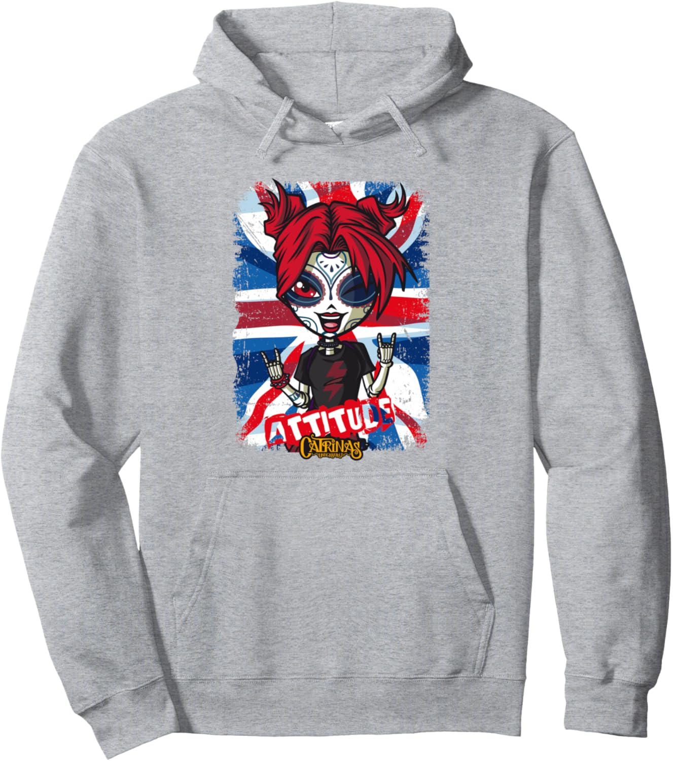 

Подземный мир Катрины - красочная толстовка ко Дню мертвых Catrinas, серый