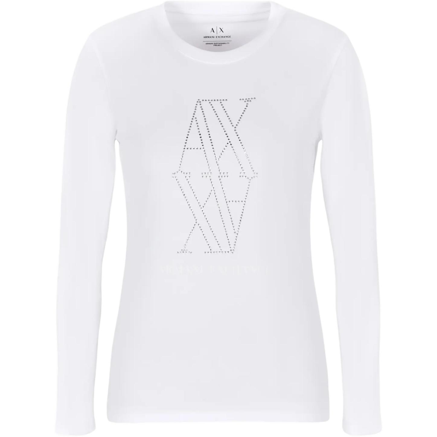 

Футболка с логотипом, украшенная стразами ARMANI EXCHANGE, белый