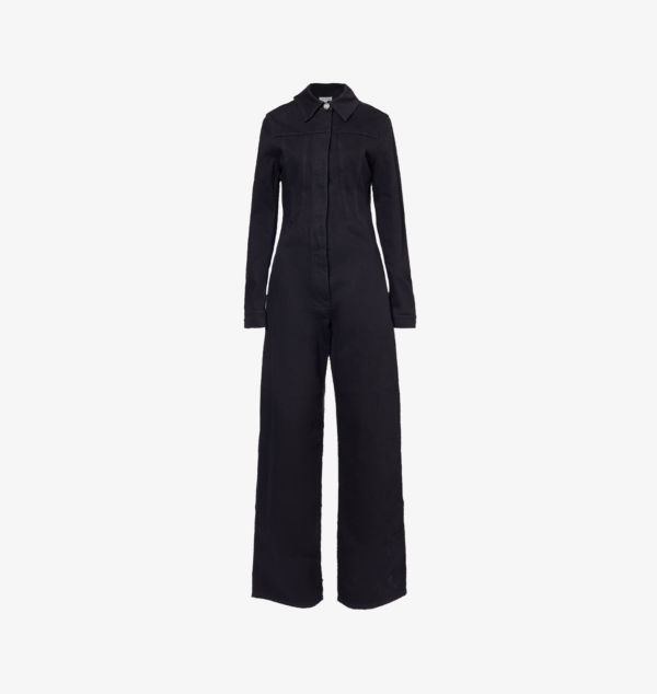 

Джинсовый комбинезон Barrel-Leg с длинными рукавами Alaia, цвет noir alaia