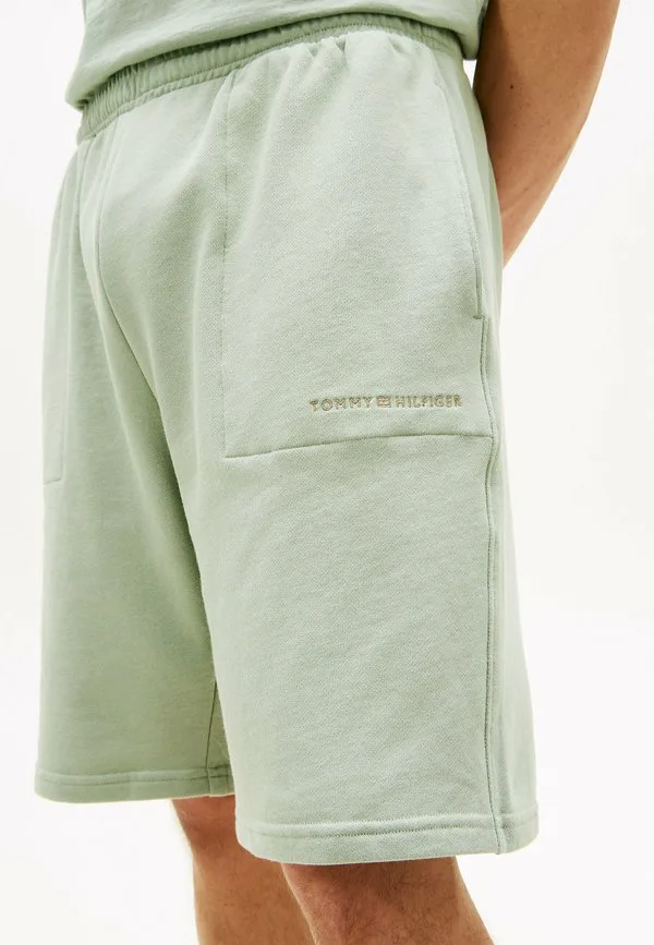Основные махровые домашние шорты и пижамные штаны с логотипом essential Tommy Hilfiger, Minty Grey — фото 4