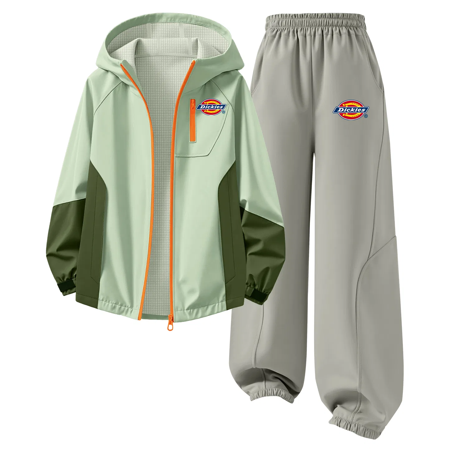 Детский комплект из двух футболок с принтом Dickies, Silicone Standard K Green/Silicone Standard K Ivory Gray