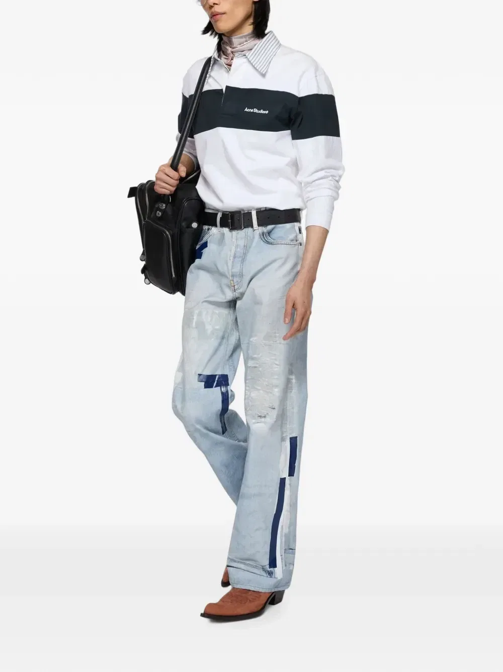 Джинсы с эффектом обманки Trompe-l'œil - 1996М Acne Studios, синий — фото 2