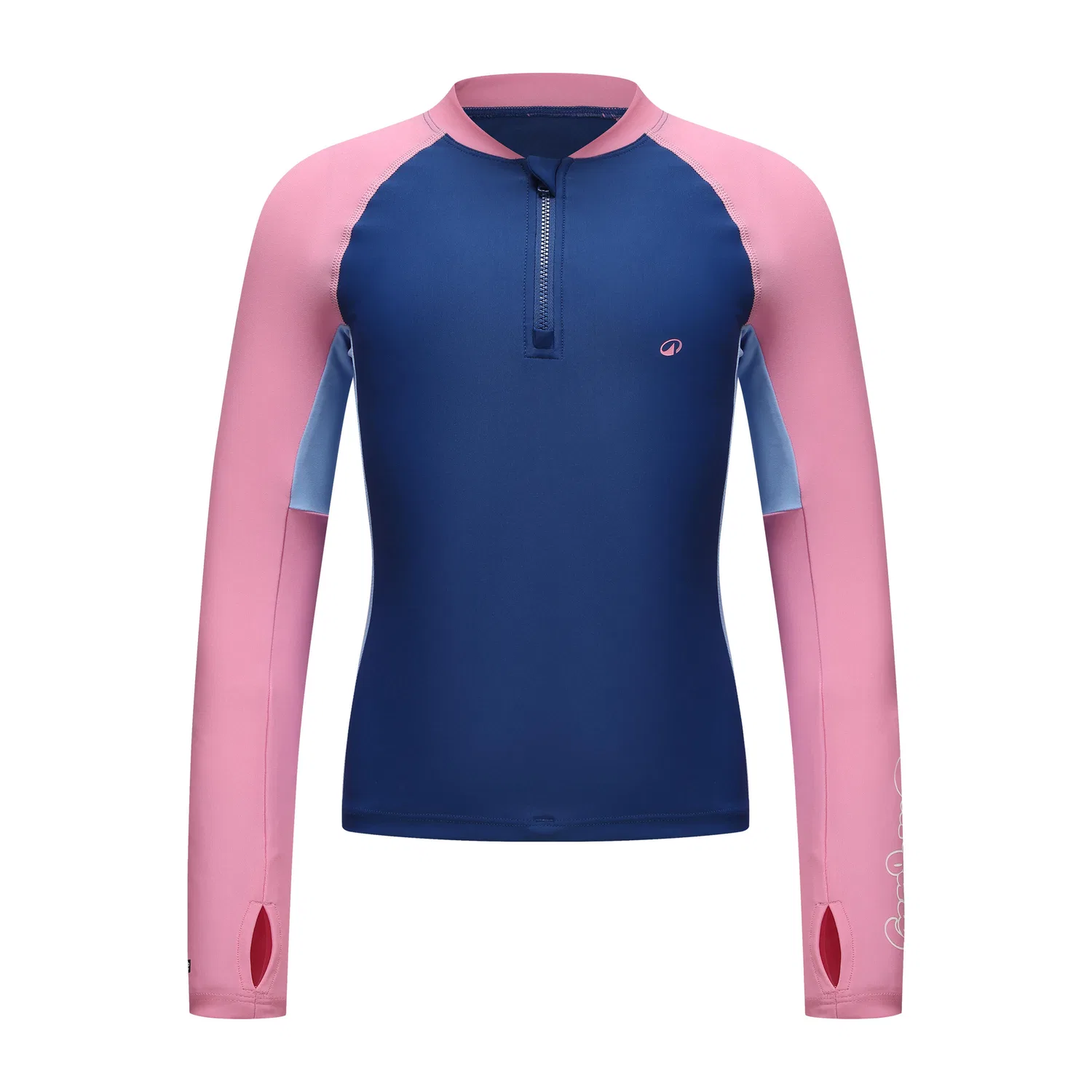 Детский гидрокостюм для мальчиков и девочек с длинным рукавом 500 Collection DECATHLON, Oxford Blue/Begonia Pink/Ice Blue