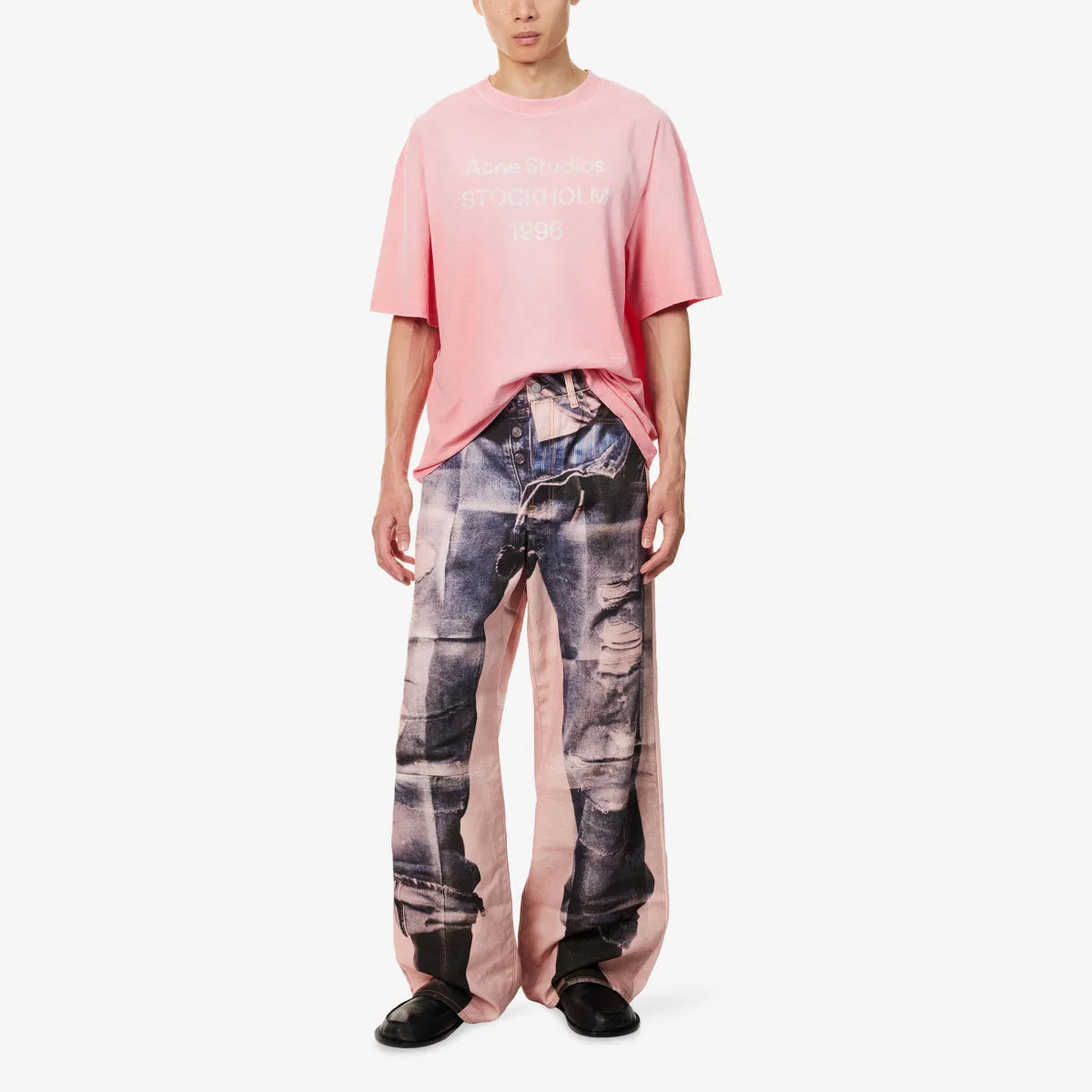Джинсы прямого кроя Trompe-l'œil Acne Studios, синий/розовый — фото 2