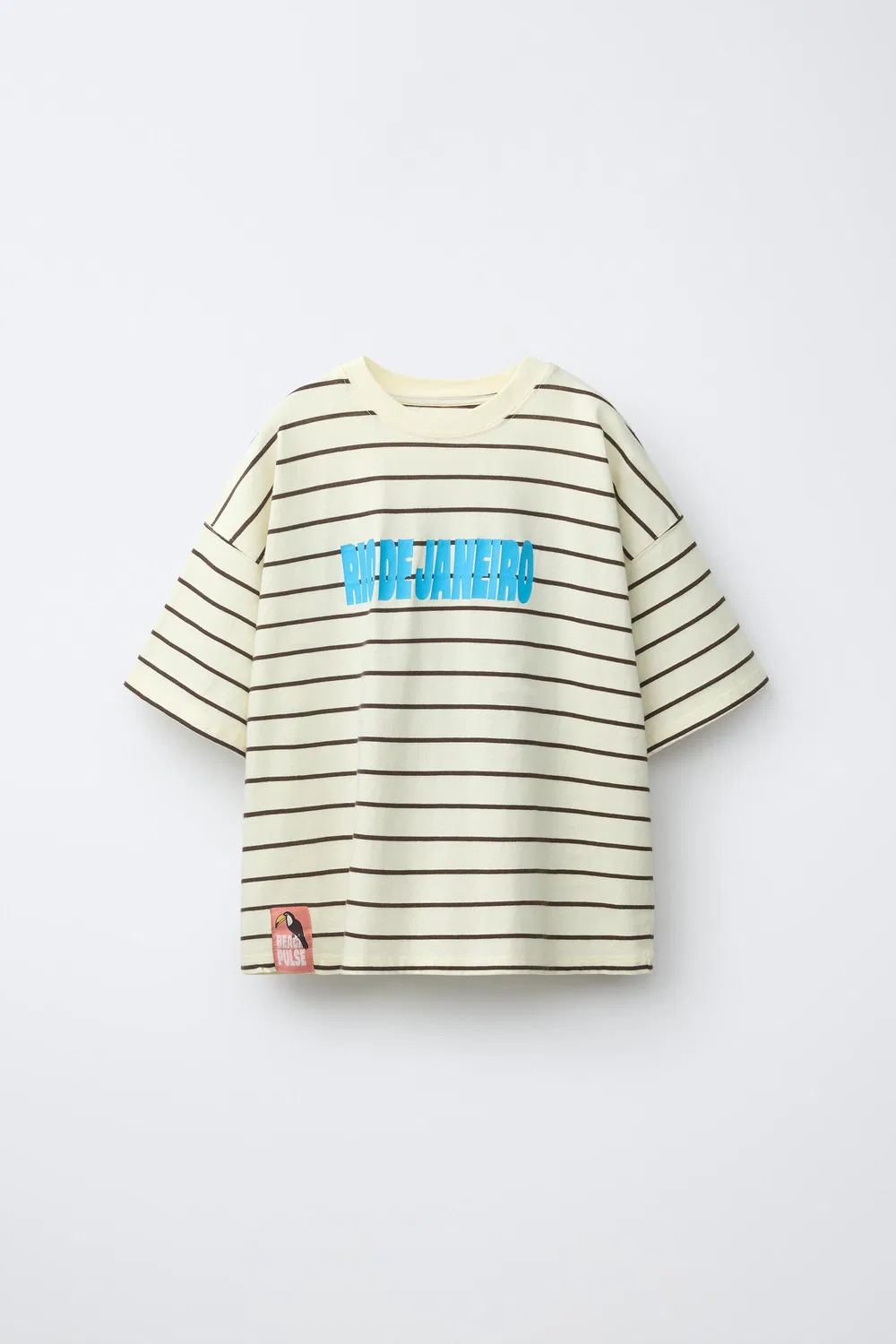 Футболка с полосатым текстом ZARA, Striped