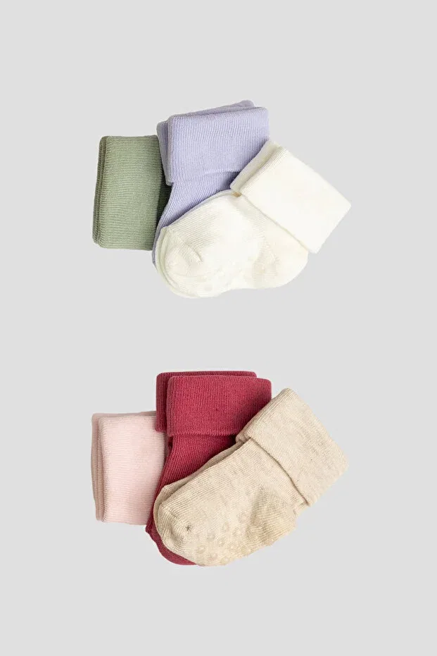Детские носки для девочек хлопковые 6 пар 5+1 Double Boxed Girl Newborn And Baby Socks Defne Baby, Mixed — фото 4