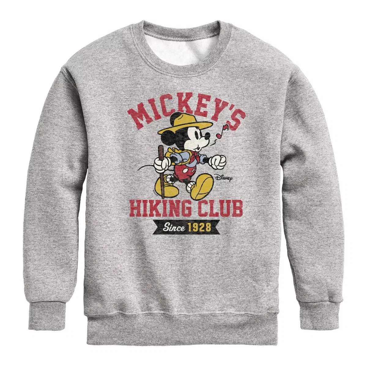 Детское худи для мальчиков с принтом Mickey's Hiking Club Since 1928 Disney, Athletic Heather