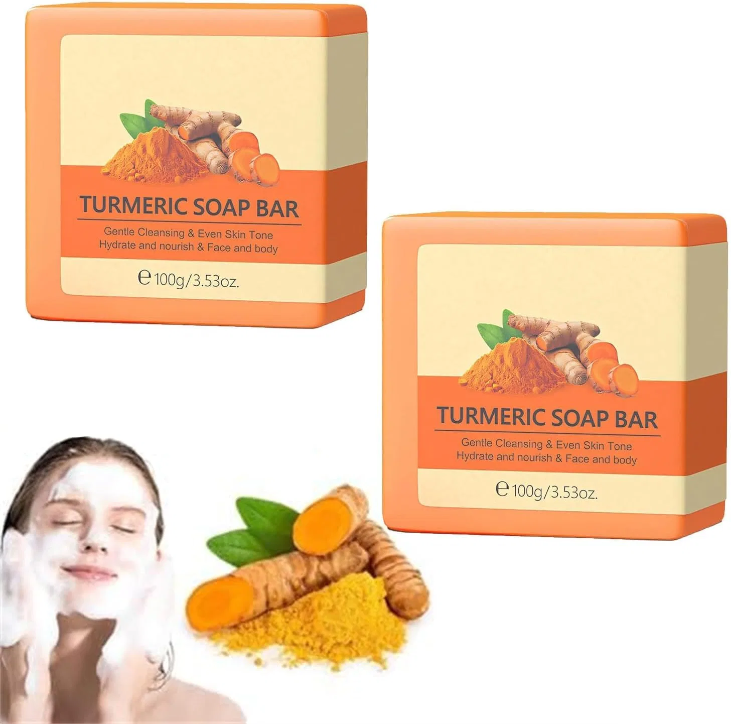 Твердое мыло Turmeric Dark Spot Soap, Aicoyiu, 2 шт, 100 г