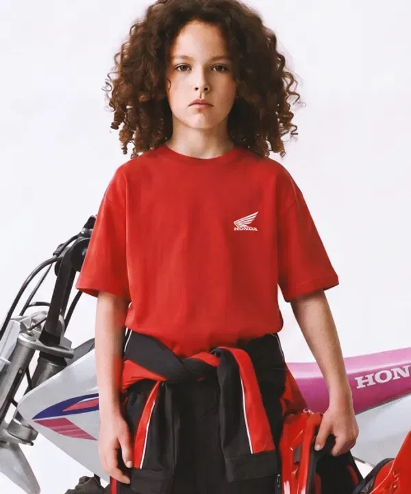 Футболка с коротким рукавом Kids original small wing logo, Honda Motorcycle Apparel, красный
