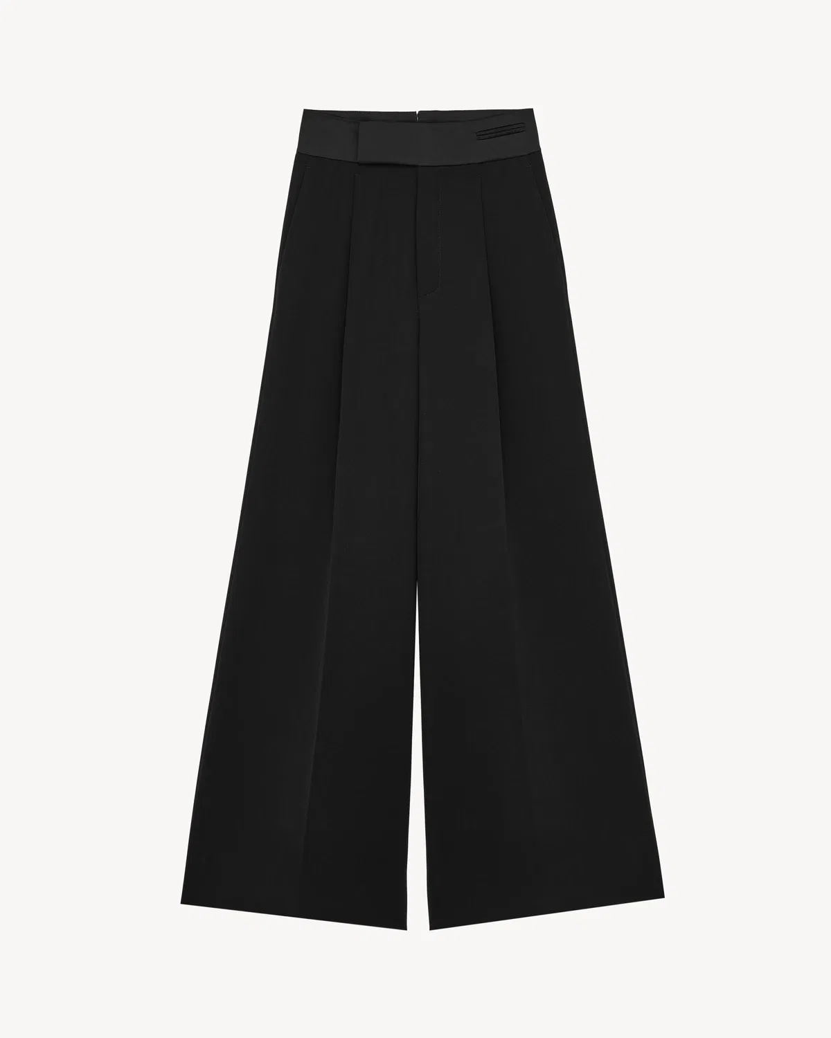 Брюки-смокинг широкого кроя из гренадина SAINT LAURENT, черный