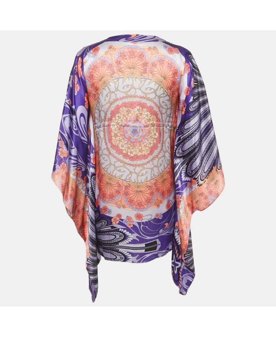 Женское платье-туника из шелка с принтом Multicolor Silk Kaftan Tunic Versace, No Color — фото 3