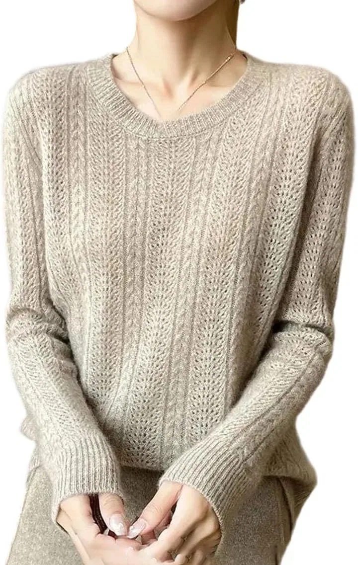 Женский свитер свободного кроя с круглым вырезом, Purple Cashmere