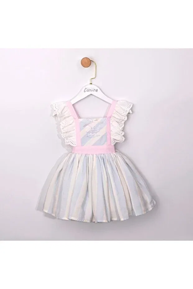 Детское платье для девочек с воланами Fisto Alvadonna, White, Blue, Pink — фото 4