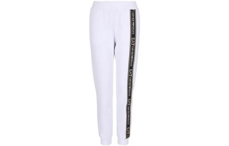 Женские трикотажные спортивные брюки с манжетами EA7 Knitted Sweatpants, EMPORIO ARMANI, White