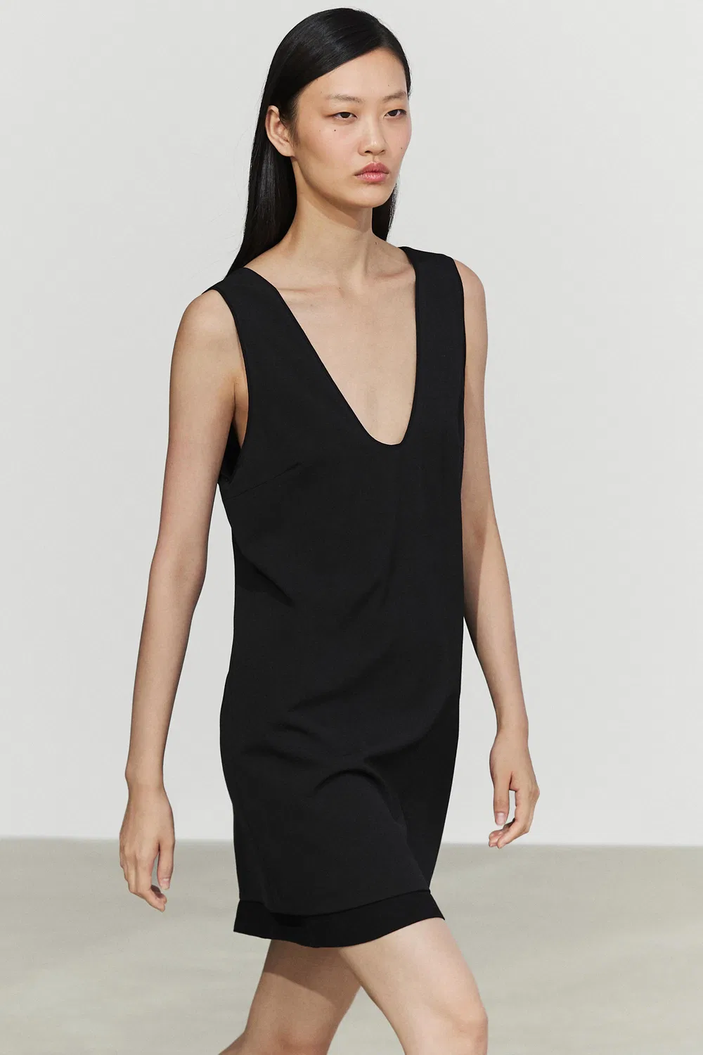 Платье Massimo Dutti, мини, из двойной ткани, черное — фото 2