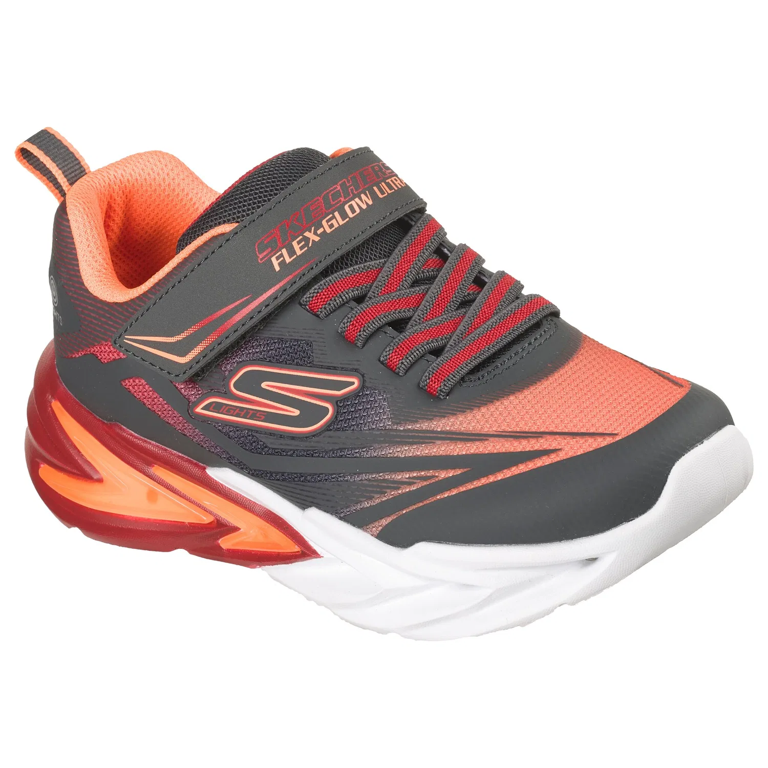 Детские кроссовки со световой функцией Skechers Flex-Glow Ultra, Gray-Orange — фото 4