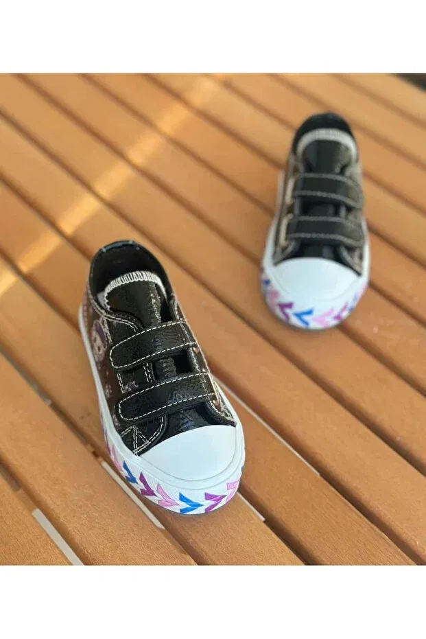 Детские повседневные туфли для девочек с детским принтом Surpie Shoes, Black — фото 2